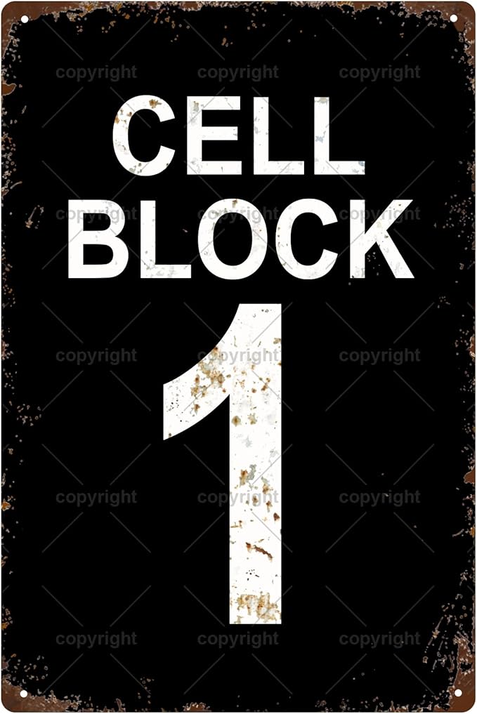 Cell Block 1 Space Vintage Metal Tin Sign Bar Cafe Garage Cave Home Room Wall by Unknown