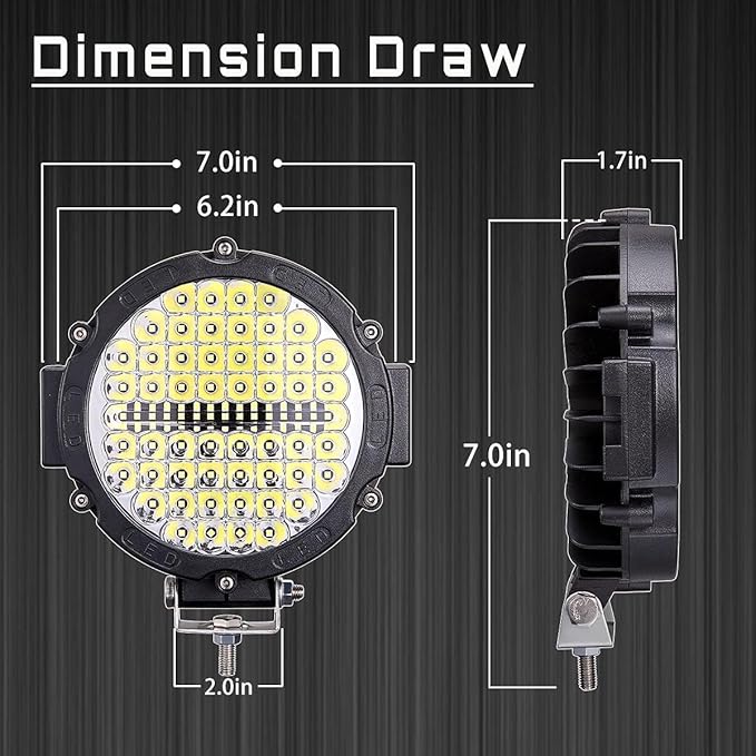 7 Inch Round LED Off Road Driving Lights - Image 2