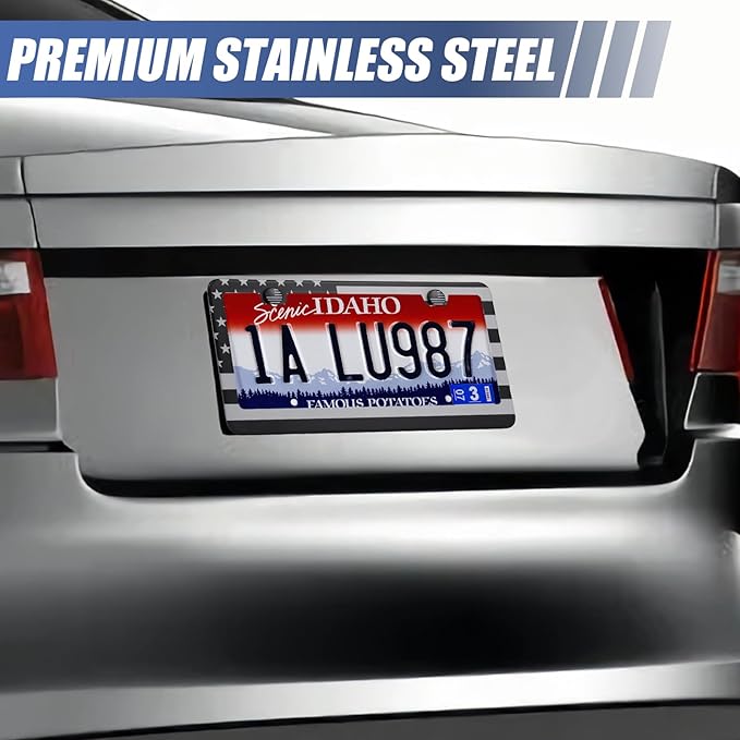 2 Pack License Plate Frames, Stainless Steel Car License Plate Cover Car - Image 6
