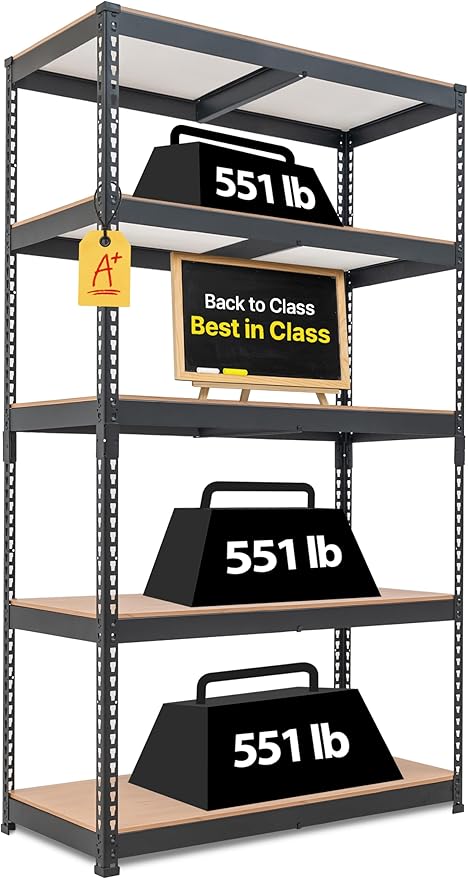 HOMEDANT 5-Tier Laminated Boltless Heavy Duty Metal Shelving Unit Adjustable by TheBestOrganizingSolution