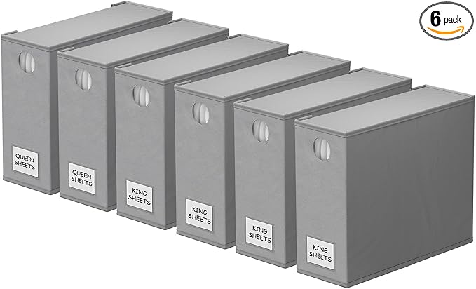 SpaceAid 6 Pack Bed Sheet Organizers and Storage, Foldable Sheet Organizer by SpaceAid