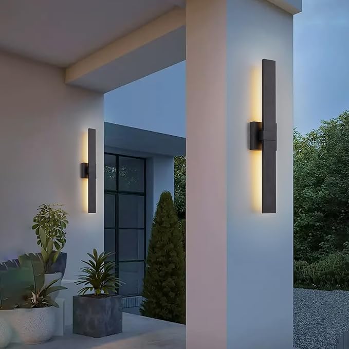 2-Pack Modern Outdoor Wall Light Exterior Black LED Patio Wall Light Fixture - Image 2