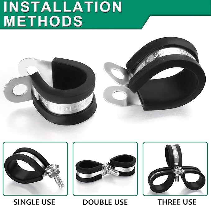 30pcs 3/16 Inch Cable Clamp, 304 Stainless Steel Rubber Coated Cushioned - Image 5