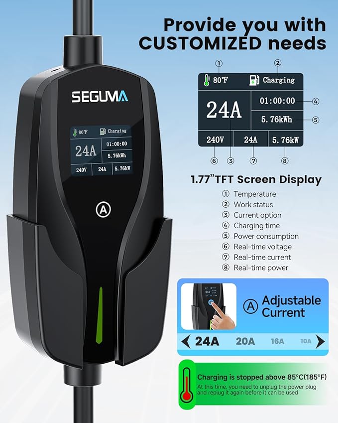 Level 2 EV Charger with NEMA 10-30 Plug, 24Amp 240V, 25FT Extension Cord - Image 4