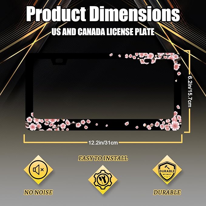 Beautiful Cherry Blossom License Plate Frame Pink Floral License Plate Holder - Image 2