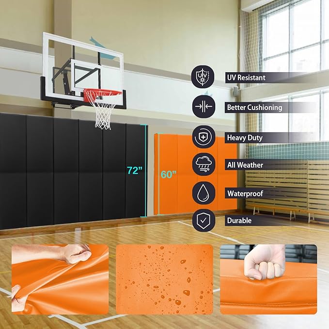 PROGOAL 60"/72" High Gym Wall Padding 2"/4" Thick Foam Basketball Court Wall - Image 4