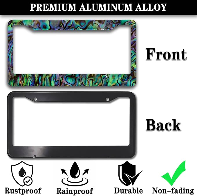 License Plate Frames Multicolor Fun License Plate Frame Cover Faux Abalone - Image 3