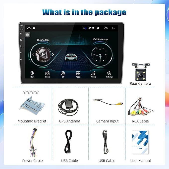 10.1Inch 2.5D HD Double Din Car Stereo Radio Receiver, Android Touch Screen MP5 - Image 8