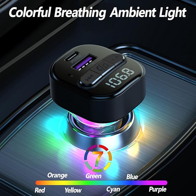 Bluetooth 5.3 FM Transmitter for Car, Wireless FM Radio Transmitter, Support - Image 3