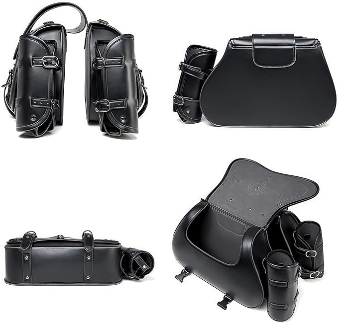 Motorcycle Saddlebags, 30L Leather Waterproof Side Saddle Bags - Image 5