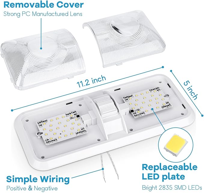 8 Pack RV Lights Interior 12V Led 8W Ceiling Double Dome Light 600 Lumen - Image 2