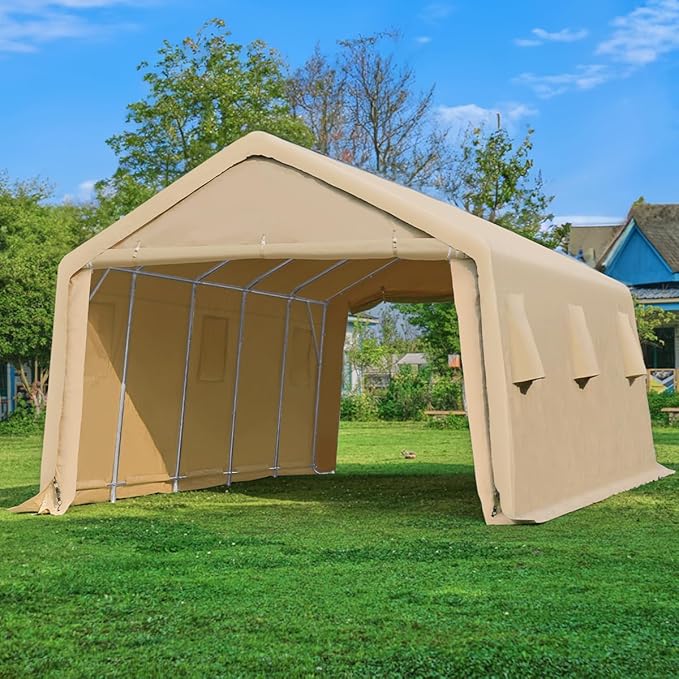 ADVANCE OUTDOOR 13x20 ft Carport 2 Roll up Doors & Vents Outdoor Portable - Image 7