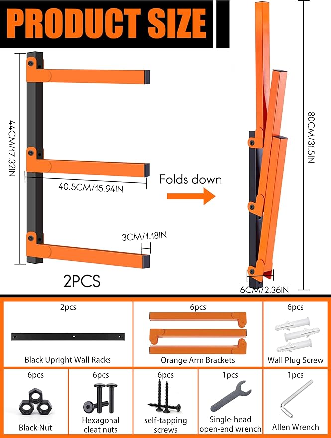 Caliee lumber Storage Rack Wall Mount, 3-Tier Garage Storage Organizer Holds Up - Image 3