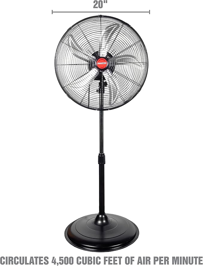 OEMTOOLS OEM24871 20" Oscillating Pedestal Fan, Adjustable Height - Image 2