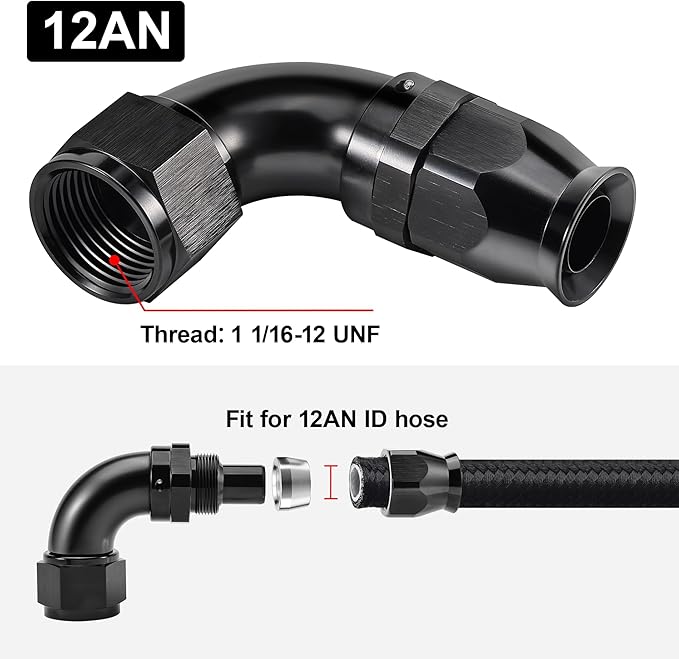 EVIL ENERGY 12AN 90 Degree PTFE One Piece Full Flow End Hose Fitting Aluminum - Image 4