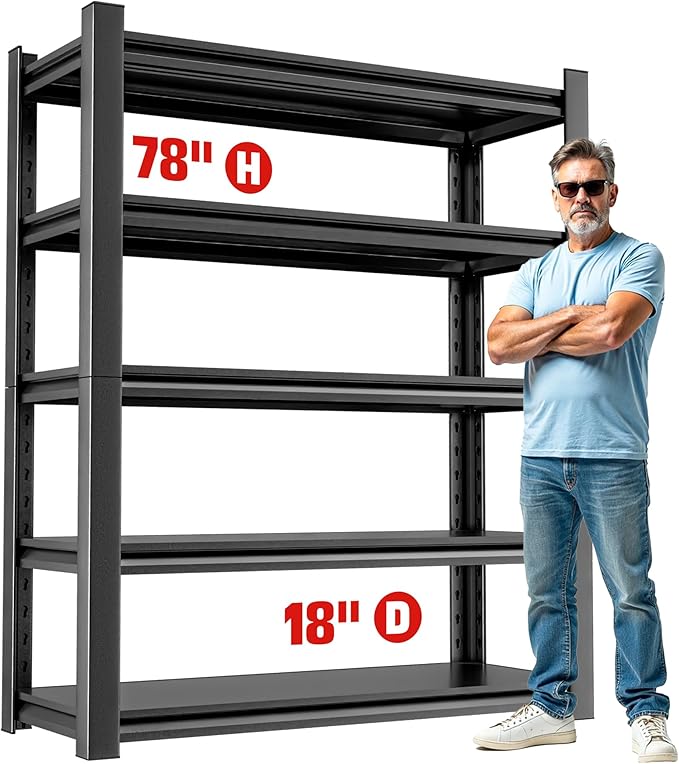 Heavy Duty Garage Shelf – 5 Shelf Storage Shelving Rack Organizer by OLLRRACT