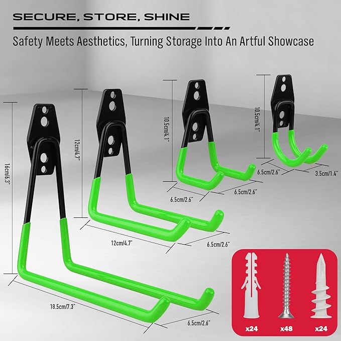 Garage Tool Storage Wall Hook Assortment Set: 15PCS Heavy Duty Large Hanger - Image 3