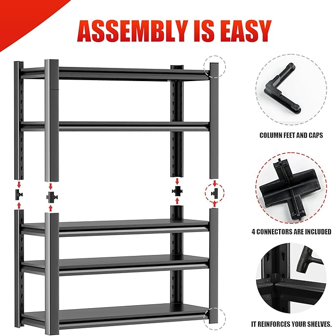 Garage Shelving, Storage Shelves, Adjustable 5 Tier Metal Heavy Duty Racks - Image 7