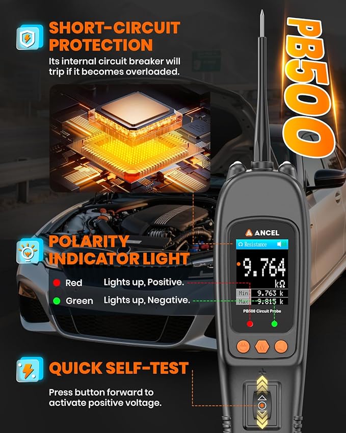 ANCEL PB500 Automotive Power Circuit Probe Tester Kit, 12/24V Car Electrical - Image 8