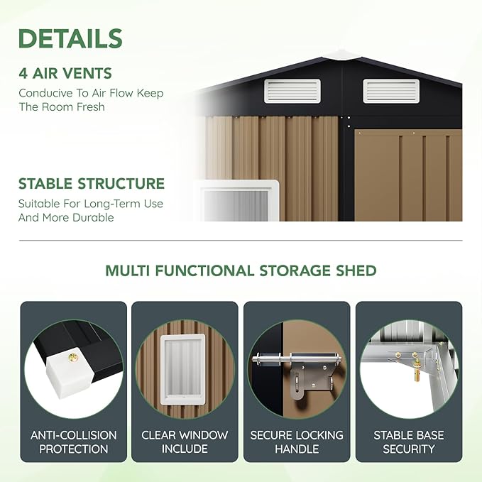 6X4FT Outdoor Steel Storage Shed - Image 4