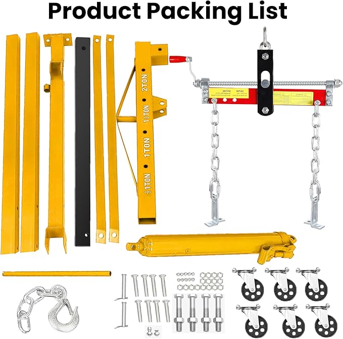 Engine Lift with Load Leveler, 2T Heavy Duty Alloy Steel Folding Cherry Picker - Image 4