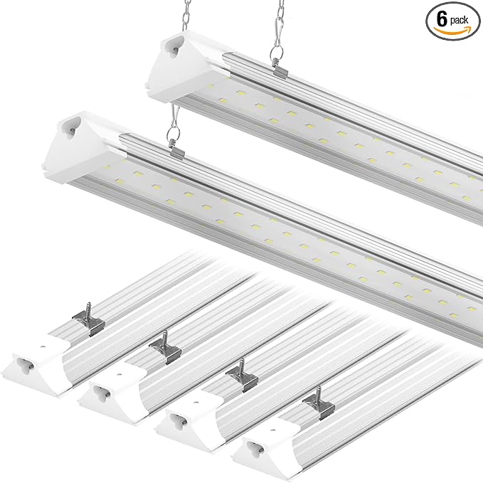 6 Pack LED Shop Light 4FT 60W, 8700LM Linkable Utility Garage Lights 5000K by SZHLUX