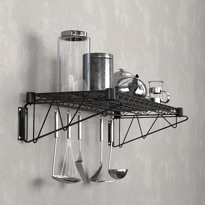 14" x 36" Black Epoxy Wire Wall Mount Shelf - Image 6