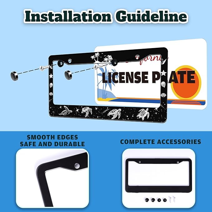 Turtle License Plate Frame Beach Shell Animal License Plate Holder - Image 4