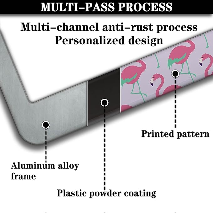 License Plate Frames for Girl Pink License Plate Cover for Women Pink Flamingo - Image 5