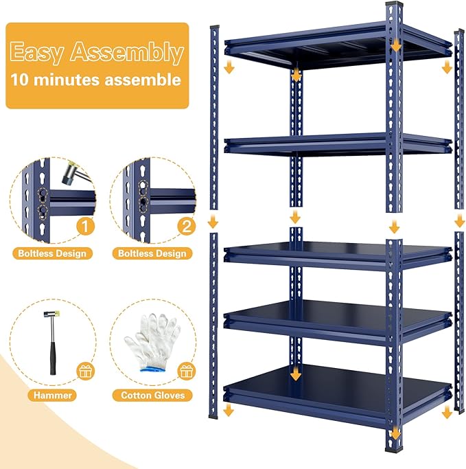 REIBII Garage Shelving 2000 LBS Storage Shelves Heavy Duty Metal Shelving Unit - Image 6