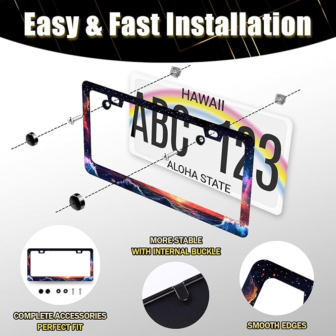 Waves Starry Sky Galaxy License Plate Frame Galaxy License Plate Holder - Image 7