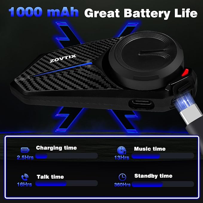 Motorcycle Helmet Headset Support 8 Riders Group Intercom Communication System - Image 6