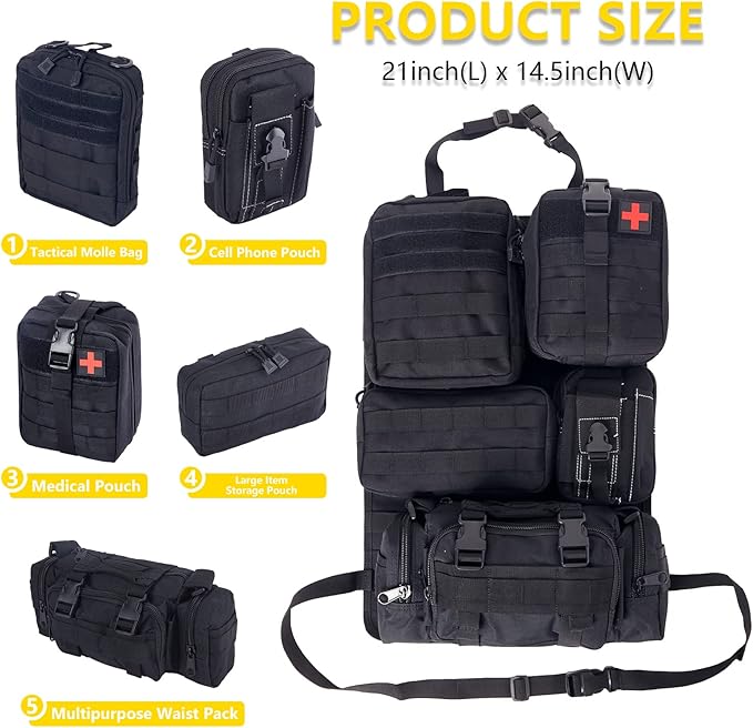 Universal Tactical Seat ​Back Organizer Vehicle Molle Panel Organizer Storage - Image 2