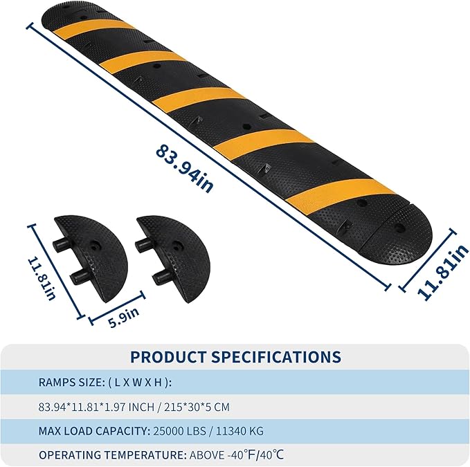 6FT Speed Bumps Wite End for Road, Heavy-Duty 25, 000 Lbs Capacity Traffic - Image 2
