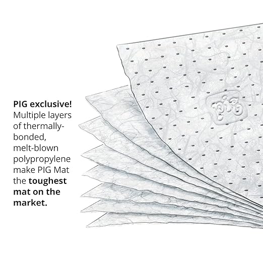 PIG Oil-Only Absorbent Mat Pad | Pack of 100 Mediumweight Oil Pads | Absorbs - Image 7