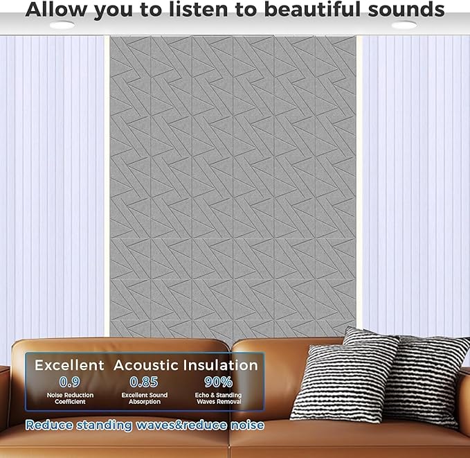 【10 Pack】 Acoustic Panels Self-Adhesive - Image 2