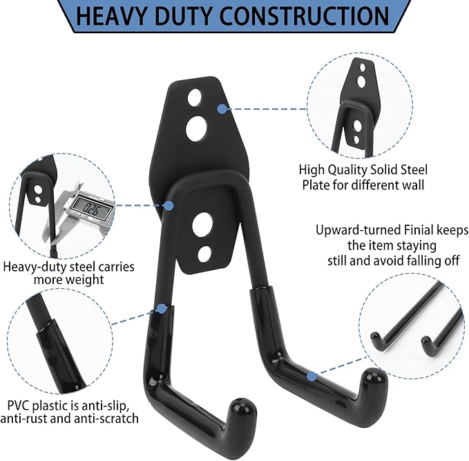 Wall Mount Heavy Duty Garage Hooks – Wall Mounted Storage Hooks - Image 3