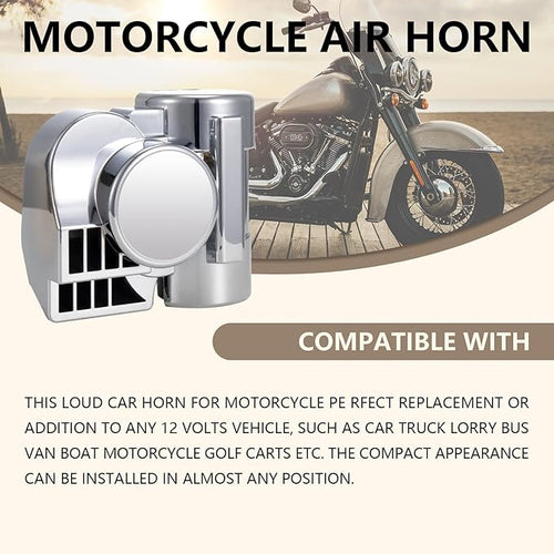 12V Snail Air Horn Train Horn for Motorcycle, Super Loud Air Horn Kit - Image 2