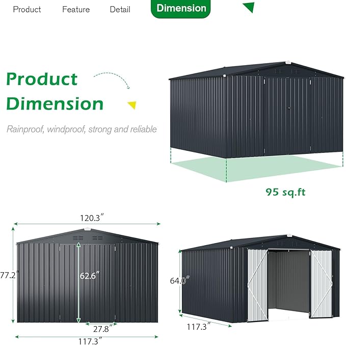 U-MAX Shed 10x10 Outdoor Storage - Image 2