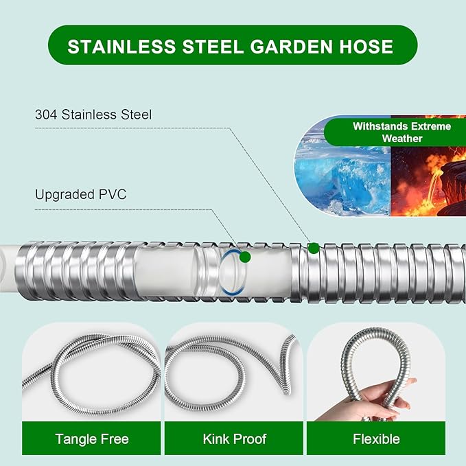 Metal Short Garden Hose 6 ft, 8 ft, 12 ft Flexible Stainless Steel Leader Hose - Image 4