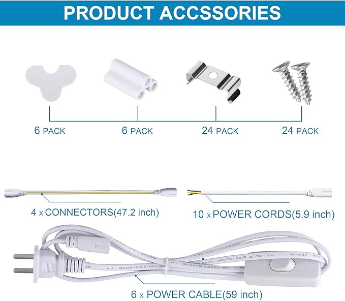4FT LED Shop Light, 72W 6000K Cold White 9500LM Super Bright T8 Integrated LED - Image 6