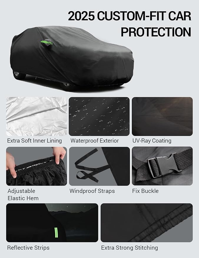 Proadsy 2025 Upgrade Car Cover for Toyota Highlander 2020-2025, Waterproof All - Image 8