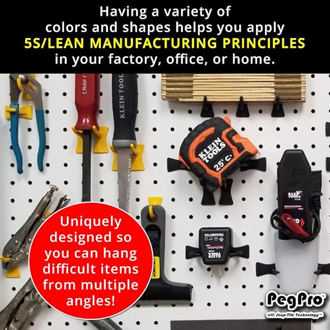 PegPro® 2" Hooks Kit for Standard “Wood Fiber” pegboard – Durable Plastic - Image 5