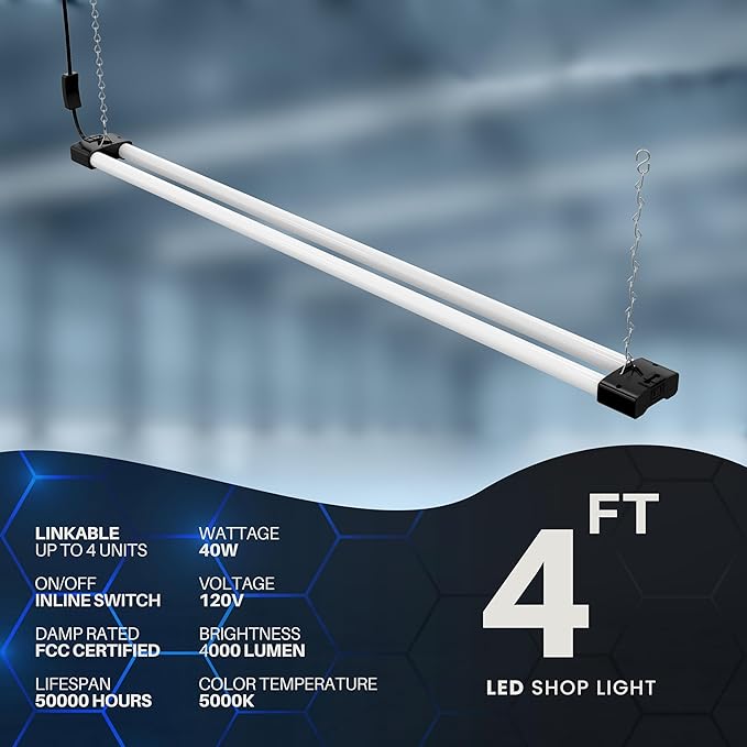 DYMOND 4 FT 40W LED Shop Light Fixture - Image 3