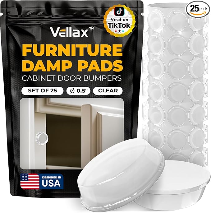 25 Clear Cabinet Door Bumpers by Vellax
