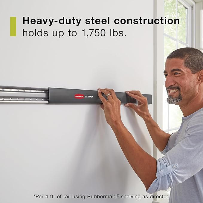 Rubbermaid 15-Piece FastTrack Garage Wall-Mounted Storage Kit, 4 Rails and 11 - Image 3