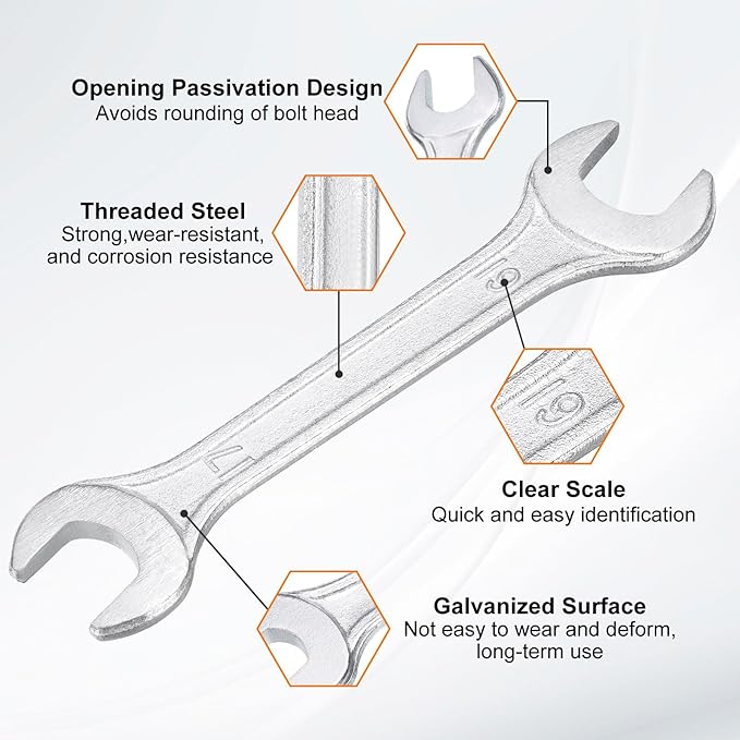 HARFINGTON Double Open End Wrench 17mm x 19mm Metric 15 Degree Offset Angle - Image 4