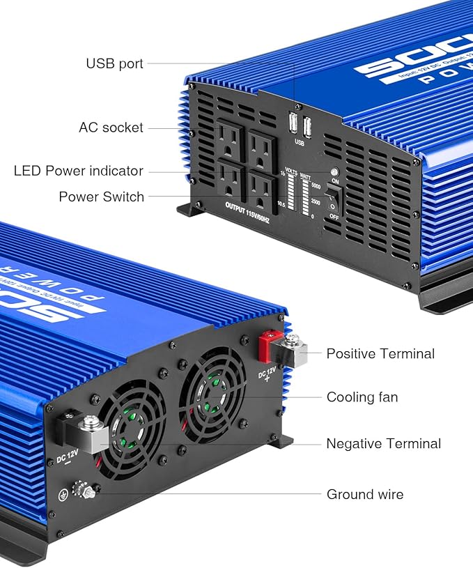 5000W Power Inverter 12V to 110V Car Inverter - Image 3