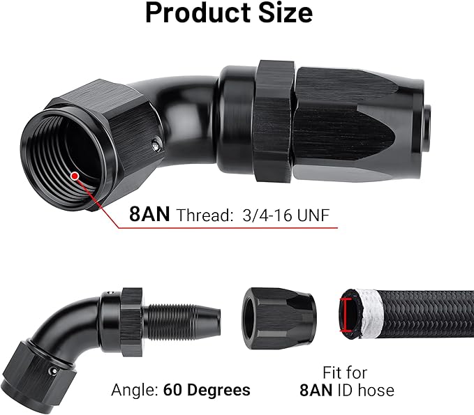EVIL ENERGY 8AN 60 Degree One Piece Full Flow Hose End Fitting Swivel - Image 2