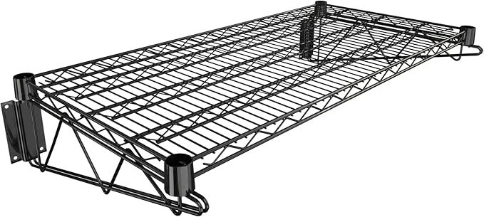 18" x 36" Black Epoxy Wire Wall Mount Shelf by Krollen+Industrial